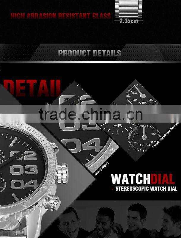 2014 WEIDE Famous Brand Watch Fashion Casual male clock men full steel watch,Japan Miyota Quartz Watches waterproof watch WH3310