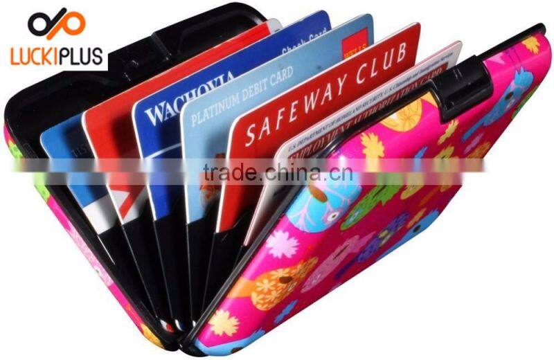 Luckiplus Inventory RFID Blocking Card Holder Colorful Aluminum Wallets Theft Blocker