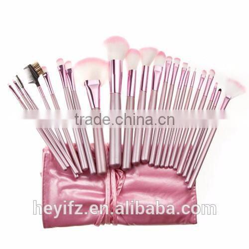 22pcs Synthetic Hair Pink Tip Makeup Brush Set With Storage Bag
