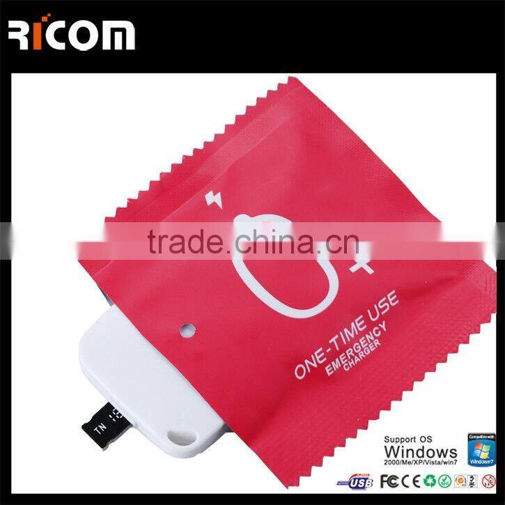 2016 One Time USE Dispostable Phone Charger Power Bank Wholesale