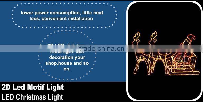 2d Beautiful Santa Claus Sitting on a Reindeer Carriage Led Rope Light Motif