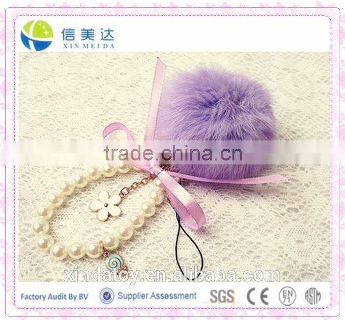 Fashion plush mobile phone and bag pendant/String of Pearls keychain plush toy