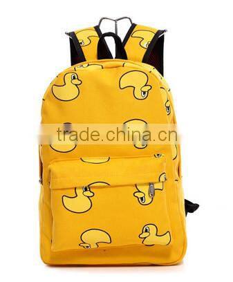 Yellow Duck Pattern School Bag Cute Travel Backpack