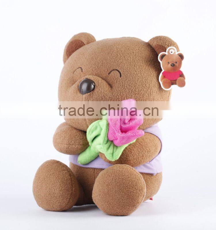 St nice birthday gifts brown bear with rose flower romantic style plush doll