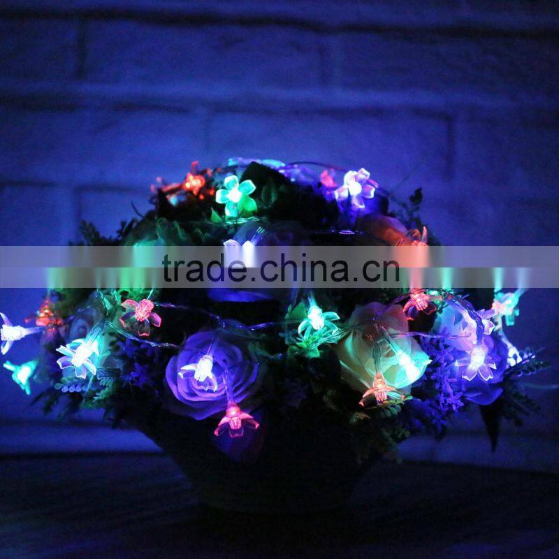 2016 christmas holiday party wedding outdoor decoration indoor bettery solar lotus plastic flower fairy string led lights