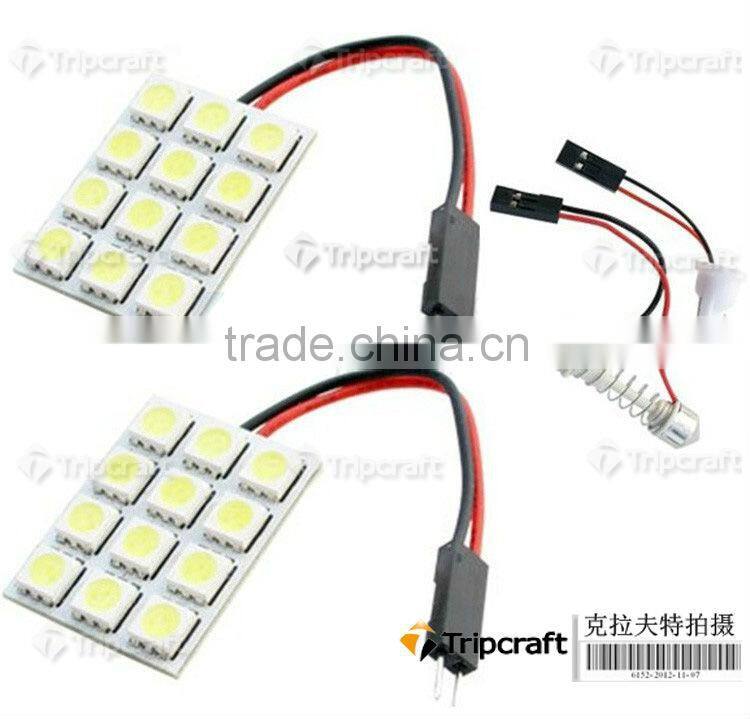 PCB 15SMD 5050 LED Auto Car Top Dome Light For Interior Reading Roof light with T10 BA9S S8.5 Festoon Bulb Adapter
