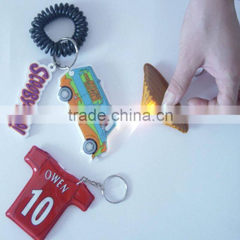 good advertising bottle shape plastic led keychain, pvc led keyring,flashlight key chain