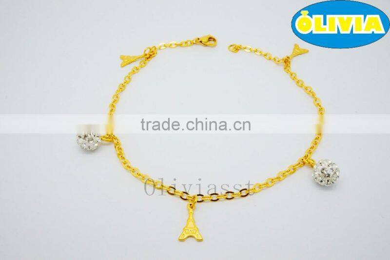 Olivia Jewelry High Polished Gold Plated Stainless Steel Chain Anklets African design Anklet