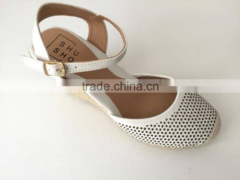 new style fashion shoe punched white pu upper platform high heel lady women sandals espadrilles shoes footwear
