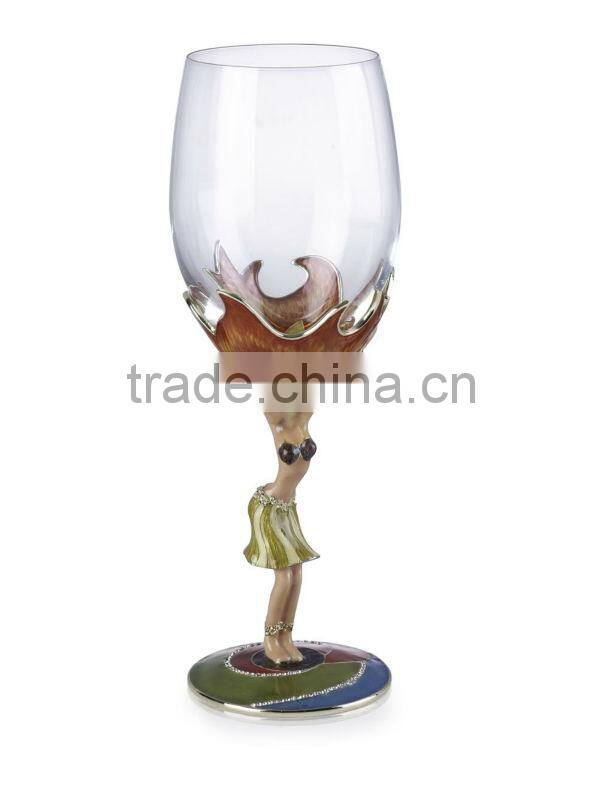 RORO Hawaii boy&girl enamel crystal glass big red wine glass