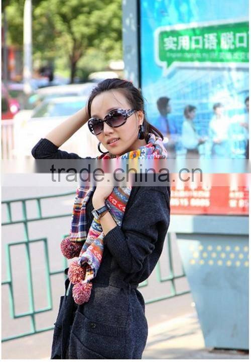 Unique Design Colorful Scarf With Ball Winter Scarf