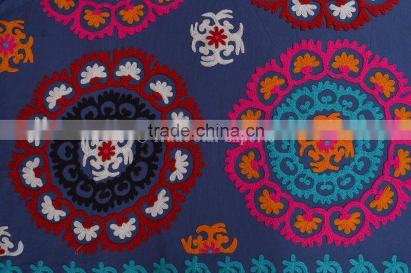 Indian Suzani Handmade Bedspread Cotton Ethnic Embroidered Tapestry Wall Hanging Hippie Bedding Throw
