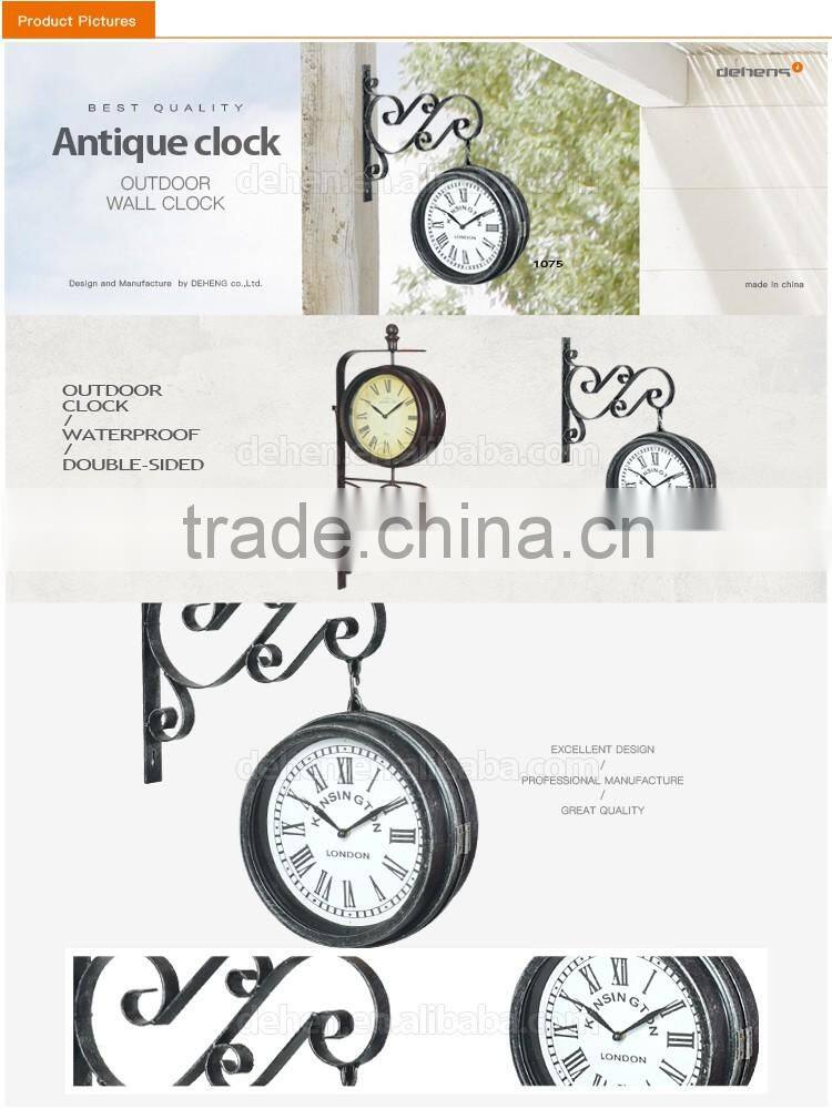 DEHENG metal antique double side outdoor Wall Clock