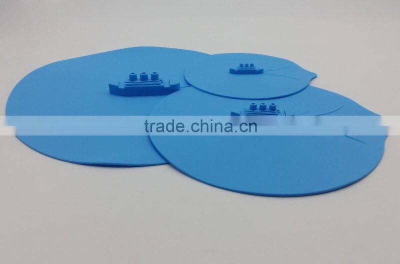 FDA food grade steam ship silicone pot cover lid for bowls, cups ,pans or containers set of 3
