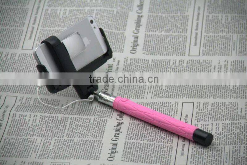 S00846 D09 Wired control version monopod with rear mirror to use rear camera 3.5mm cable selfie monopod for iOS android phones