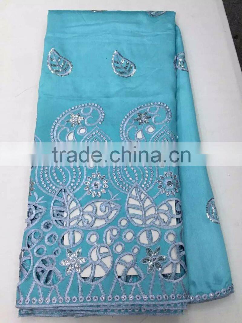 Haniye 2016 indian raw silk george fabric with blouse/ swiss voile lace in switzerland wholesale indian george lace fabric/PLG04