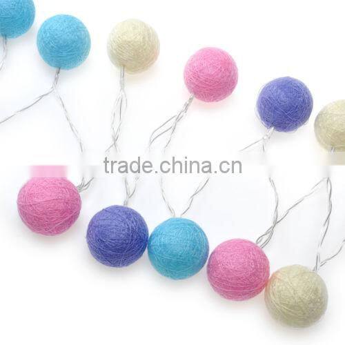 christmas decoration multicolor battery cotton ball string light