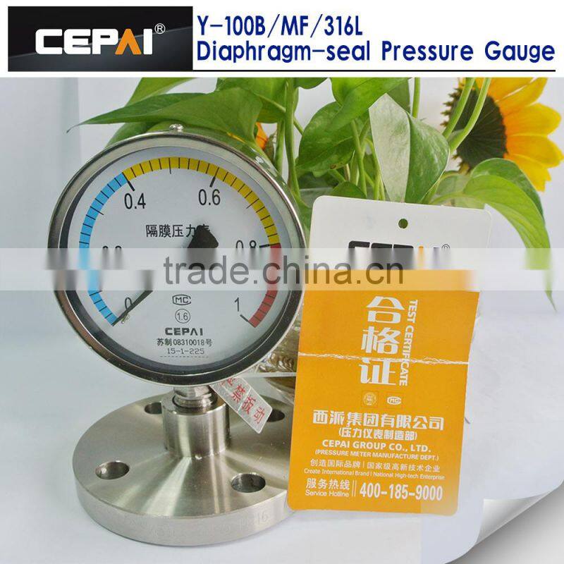 Diaphragm seal pressure gauge with glycerin filled