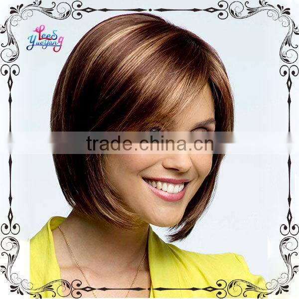 Simple Impressive brown hair wigs with blonde highlights