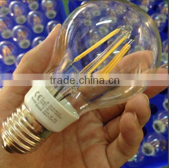 2015 CE RoHS UL 360 degree 6W A60 A19 LED filament bulb