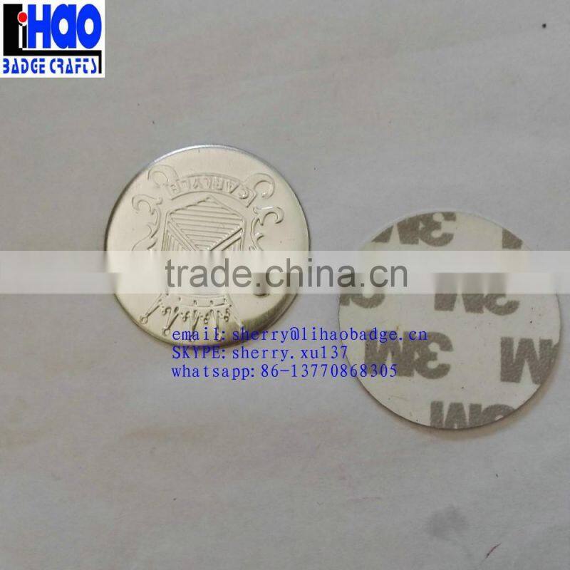 3M adhesive aluminum silver embossed metal sticker label badge