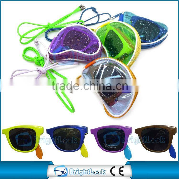 Classic folding kids sunglasses with matching case(BKP1022)
