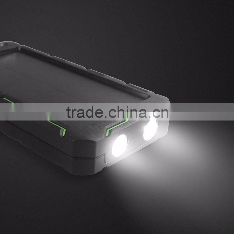 Real capacity 15000mah waterproof solar cell power bank portable charger for iphone xiaomi power bank