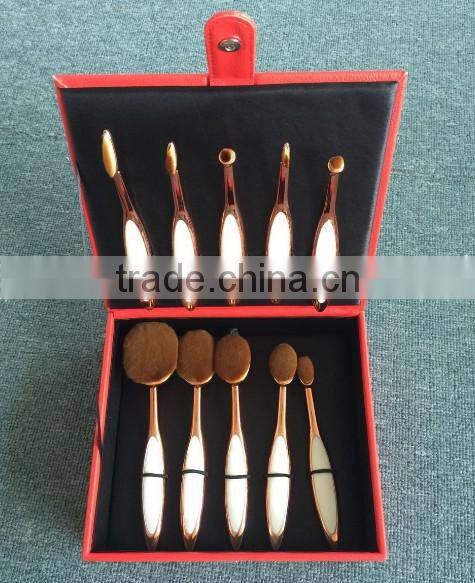 Top quality gift box 10pcs custom makeup brush private label BB cream toothbrush make up brushes rainbow oval makeup brush set