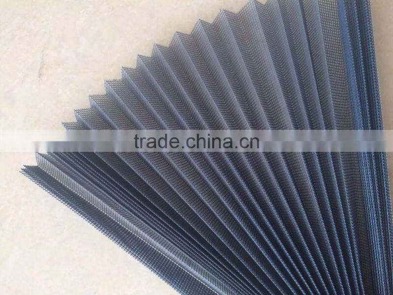 Fiberglass Black Gray Plisse Insect Screen Mesh/Pleated Mosquito Net/Fiber glass Plicated Insect Mesh with Print
