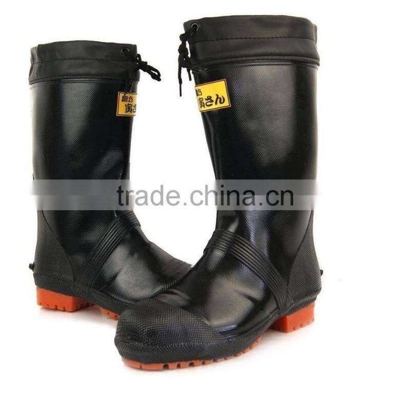 natural rubber men safety working boots equipped with steel toe cap and steel midsole