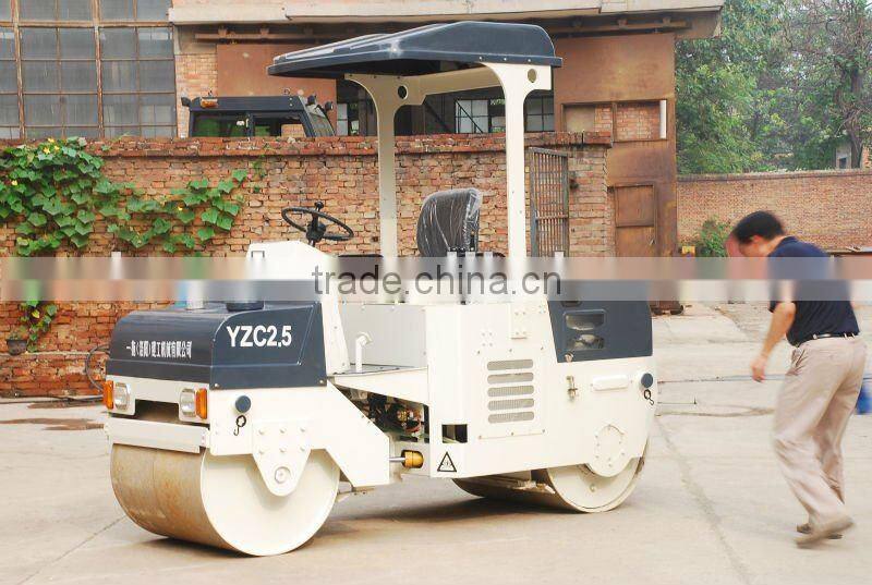 Compact and Utility 2.5 Tons YZC2.5 Double Drums Vibratory Rollers for Road Construction
