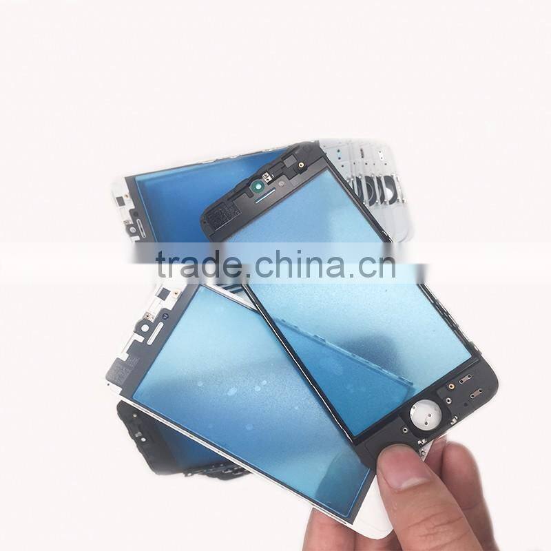 white Front Glass Lens for iPhone 6 Screen Front Glass with Bezel Frame black