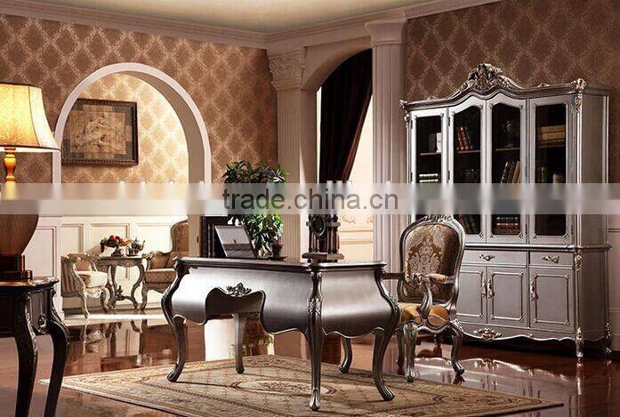 Luxury American Style Office Desk, Royal Palace Study Room Furniture, Wooden Hand Carved Writing Desk (BF01-ML016)