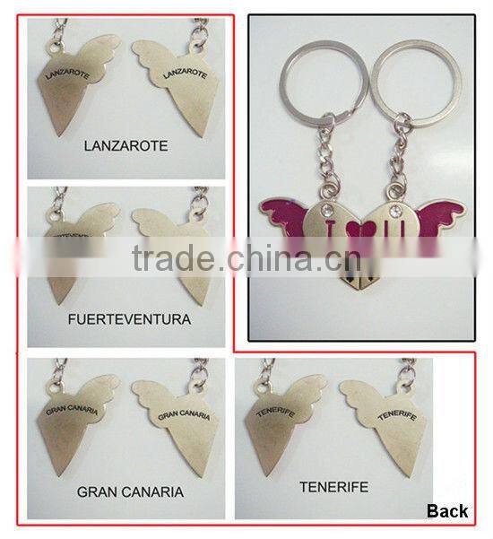 Heart angel shaped with letter key chains