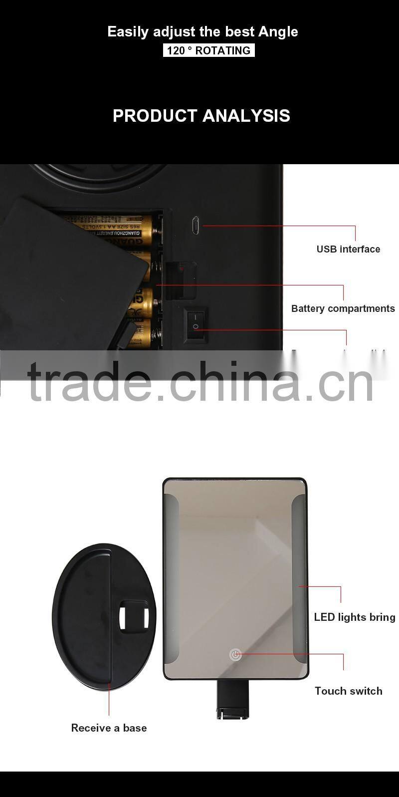 Best selling desktop make up mirror 16 lights beauty led mirror