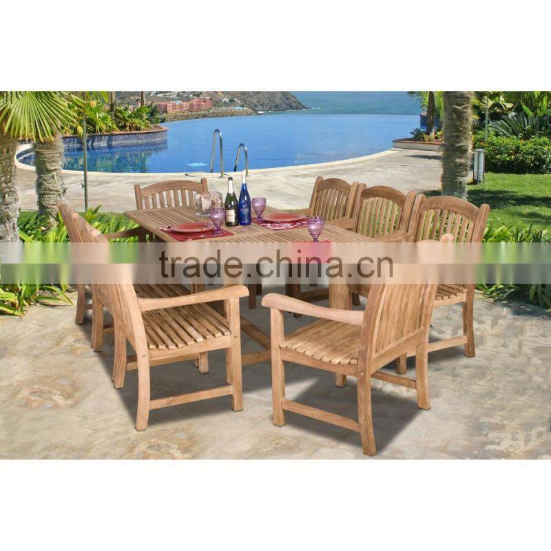 2016 Light color teak outdoor dining table arm chairs outdoor furniture for big family