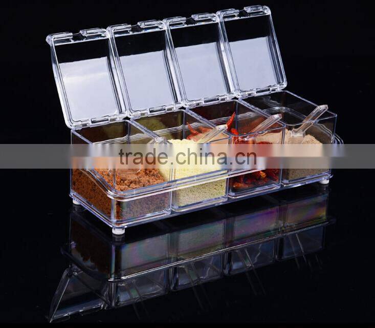 New Arrival Crystal Seal Waterproof With Spoon Condiment Seasoning box Cruet