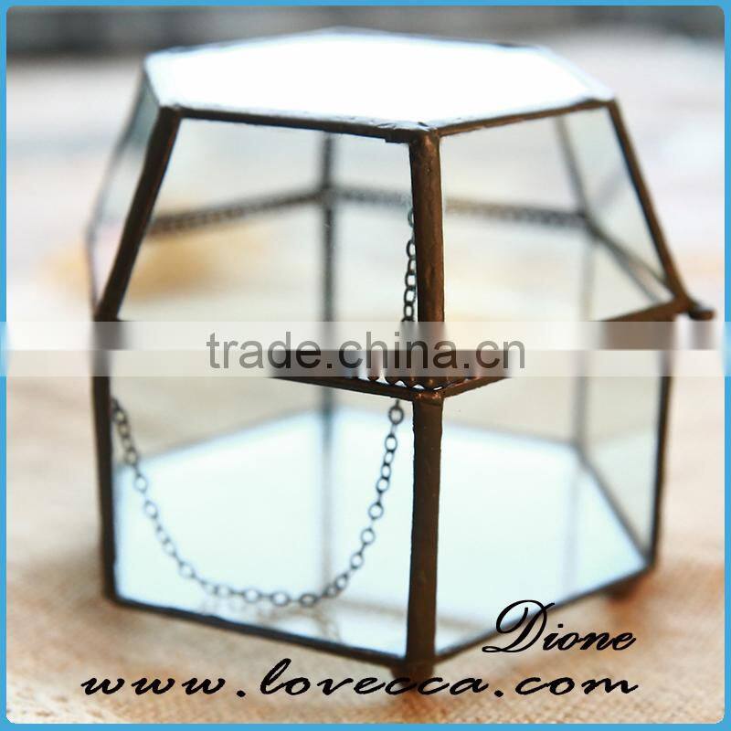 Alloy frame hanging terrarium glass home decoration