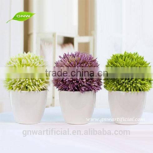 GP008-05 GNW ornamental plants artificial topiary grass ball in plastic flower pot for hotel Desk Table Decor Potted
