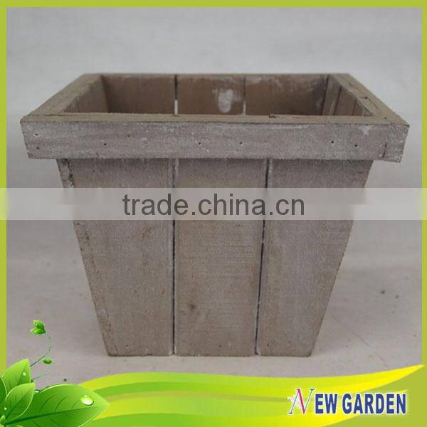 Factory direct offered special design high grade wooden rectangular flower pot