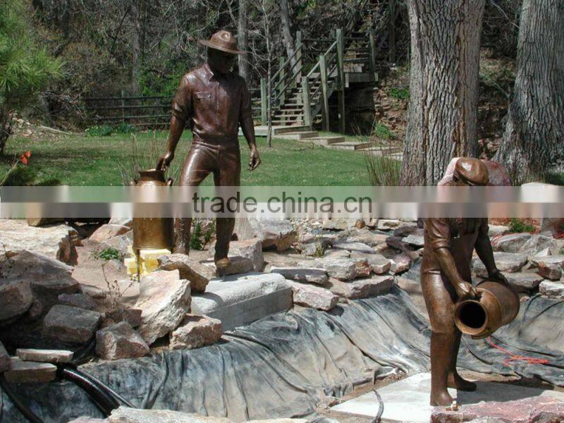 outdoor garden decoration handicraft bronze sculpture offishery workers