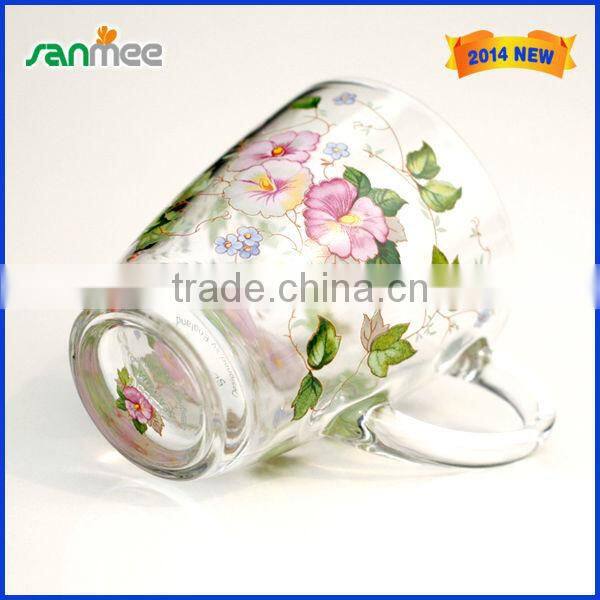 New Style Straight Colored Drinking Glass Cup With Handle