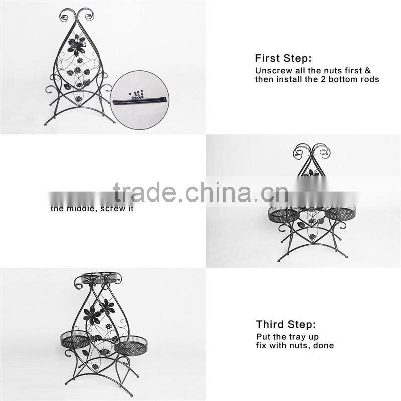 Hot selling round shape metal plant display iron flower pot stand