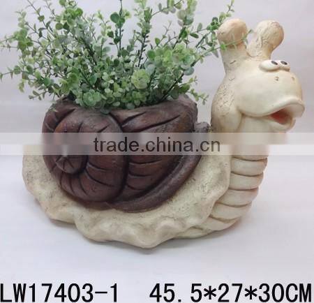 Finely Processed Newly Polyresin Craft Lovely Style Resin Animals Snail Flowerpot