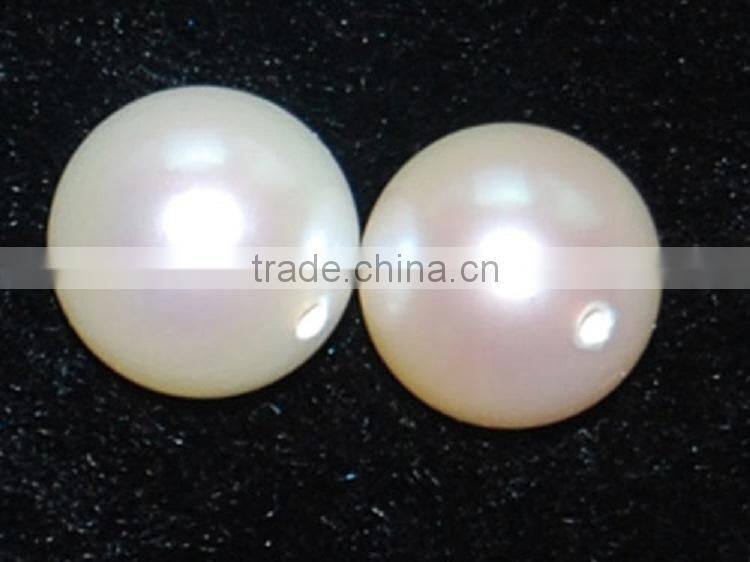 half drilled 3-4mm white round freshwater pearls