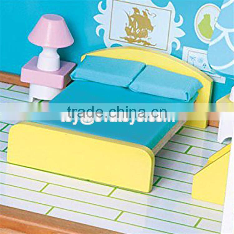 Best design toddlers pretend toys wooden crafted small dollhouse with furniture W06A231