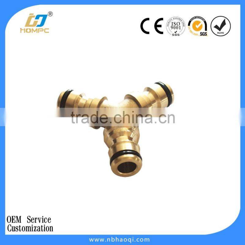 Short Brass 3-ways Y shape hose connector