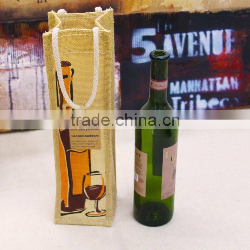Natural wedding favor burlap Linen jute holiday wine gift bottle bags