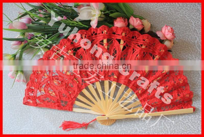 Beatutiful and colorful wedding folding lace fan