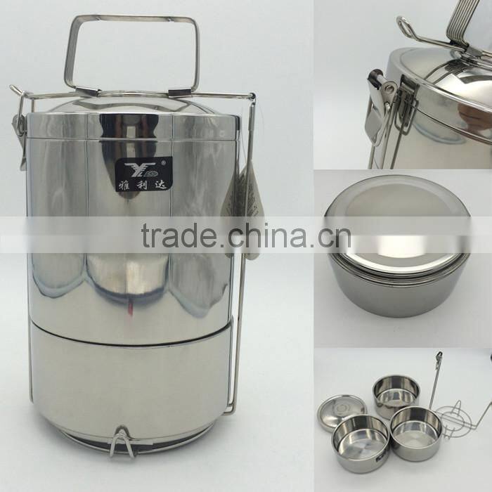 Factory Three layers container for food with dividers/lunch box tiffin carrier/stainless steel tiffin